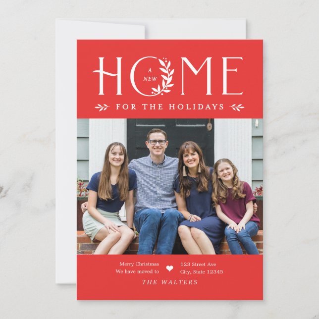 Cartão de Natal de Anúncio de Movimentação de Resi (Frente)