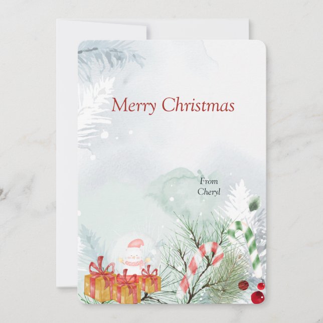 Cartão de Natal de Aquarela (Frente)