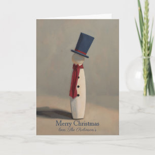Cartão de Natal de Aquarela com Boneco de Neve Mod