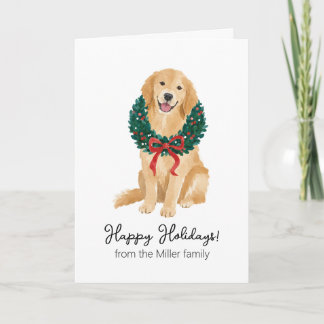 Cartão de Natal de Aquarela do Retriever Dourado