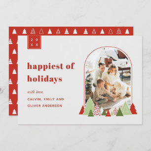 Cartão de Natal de Arch Moderno e Árvore Colorida