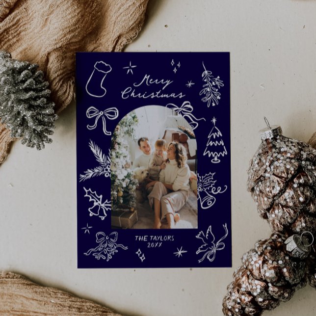 Cartão de Natal de Arco Desenho Mão (Criador carregado)