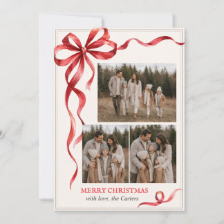 Cartão de Natal de Arco Vermelho com Foto Personal