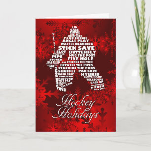 Cartão de Natal de Arte Word de Hockey Goalie Call