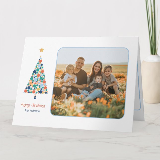 Cartão de Natal de árvore colorida mínima (Frente)