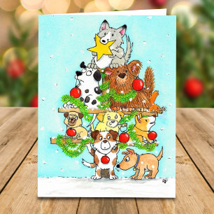 Cartão de Natal de árvore de Natal de cachorro por