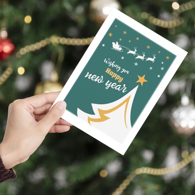 Cartão de Natal de Árvore de Natal Elegante Simple (Criador carregado)