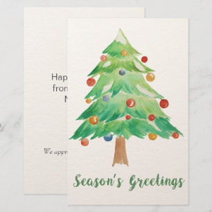 cartão de Natal de árvore de Natal em aquarela eco