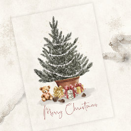 Cartão de Natal de Árvore de Natal Urso Teddy Fofo