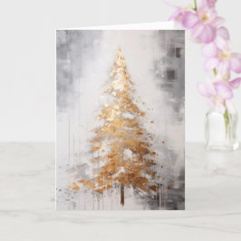 Cartão de Natal de Árvore de Ouro Abstrata