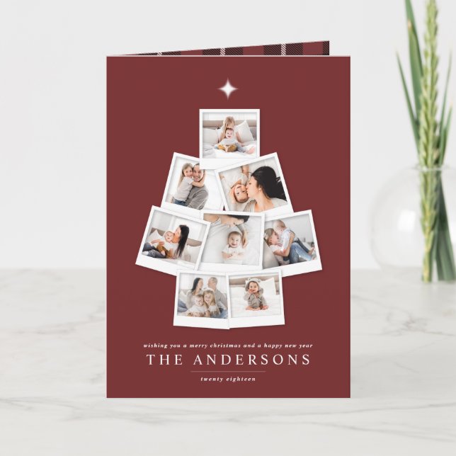 Cartão de Natal de árvore multifoto (Frente)