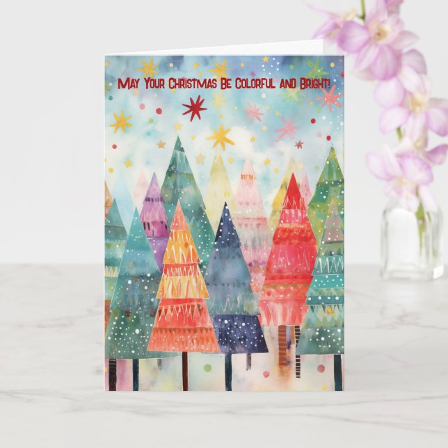 Cartão de Natal de Árvores Coloridas e Brilhantes (Orquídea)
