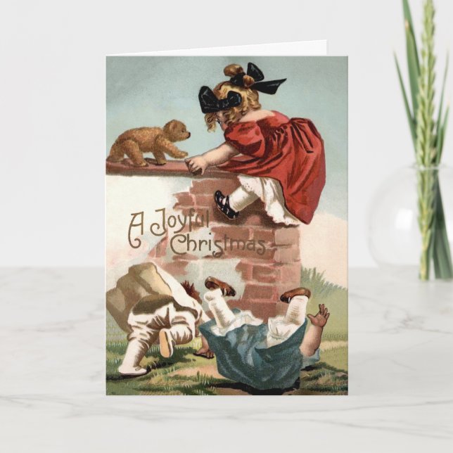 Cartão de Natal de Ataque ao Urso Vintage (Frente)