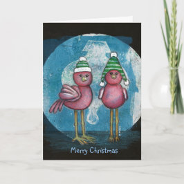 Cartão de Natal de Aves Vermelhas