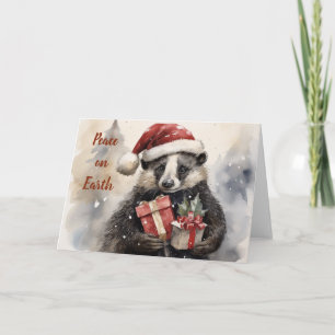Cartão de Natal De Badger Whimsical