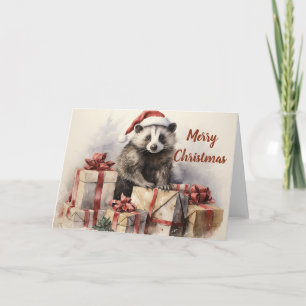 Cartão de Natal De Badger Whimsical
