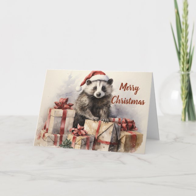 Cartão de Natal De Badger Whimsical (Frente)