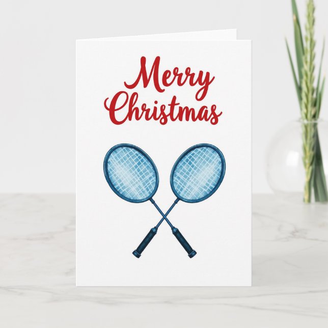 Cartão de Natal de Badminton Feliz (Frente)