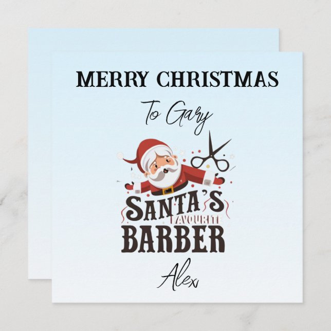 Cartão de Natal de Barber Personalizado (Frente/Verso)