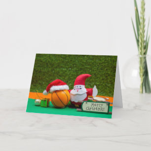 Cartão de Natal de Basket ball e Papai Noel