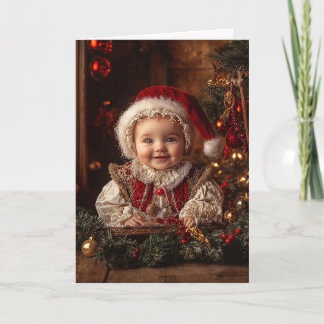 Cartão de Natal de Bebê Antigo (Frente)