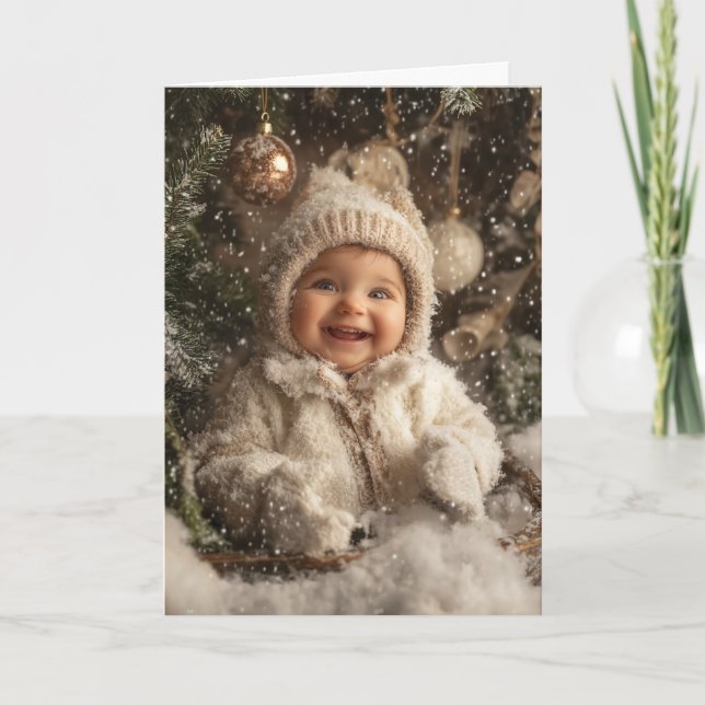 Cartão de Natal de Bebê Antigo (Frente)