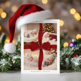 Cartão de Natal de Bebê com Quatro Fotos e Laço Ve