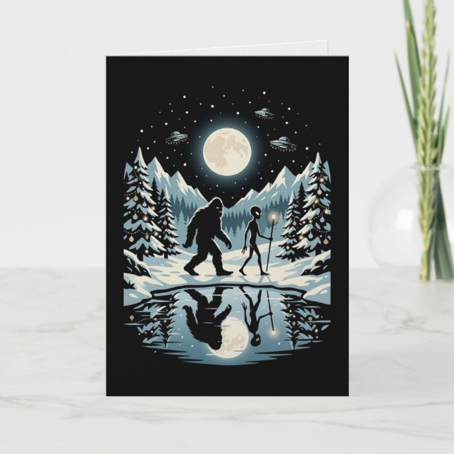 Cartão de Natal de Bigfoot Alien (Frente)