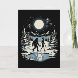 Cartão de Natal de Bigfoot Alien Criptídeo UFO Fer