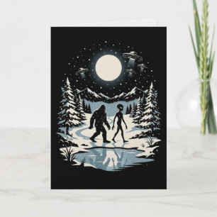 Cartão de Natal de Bigfoot Alien Criptídeo UFO Fer