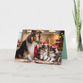 Cartão de Natal de Biscoito Fofo de Sheltie