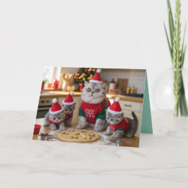 Cartão de Natal de Biscoitos com Gato Britânico de