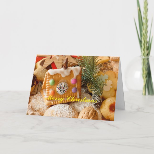 Cartão de Natal de Biscoitos e Doces (Frente)