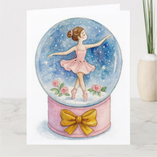 Cartão de Natal de Bola de Neve com Bailarina