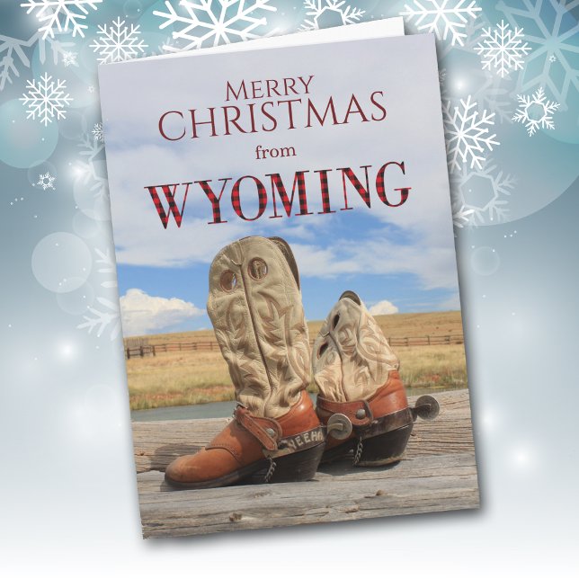 Cartão de Natal de Boot do Wyoming Cowboy (Criador carregado)