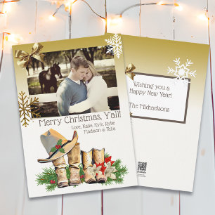 Cartão de Natal de Boots do Country e Western Cowb