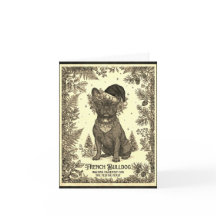 Cartão de Natal de Bulldog Francês Vintage com Bio