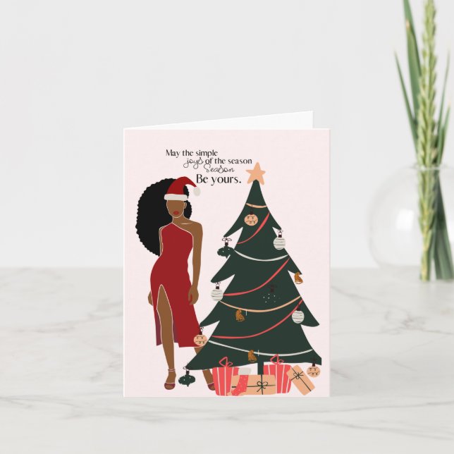 Cartão de Natal de Cabelo Natural da Menina Negra (Frente)