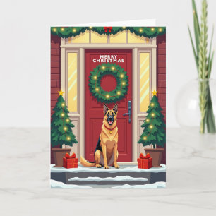 Cartão de Natal de Cachorro Alegre para Porta