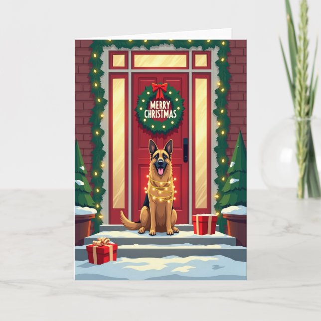 Cartão de Natal de Cachorro Brilhante (Frente)