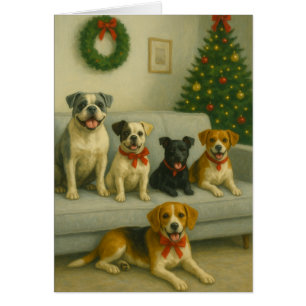 Cartão de Natal de Cachorro de Férias Elegante