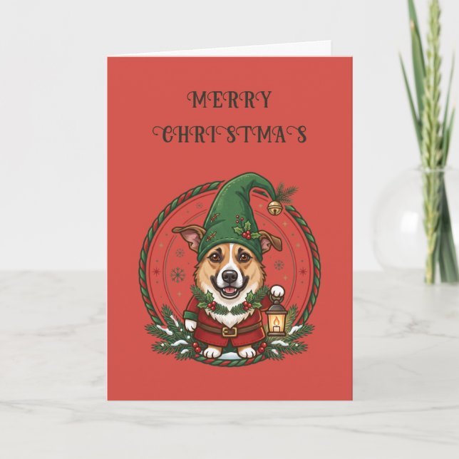 Cartão de Natal de Cachorro Fofo (Frente)
