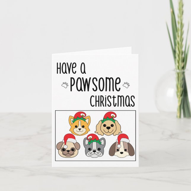 Cartão de Natal de Cachorro Pawsome (Frente)