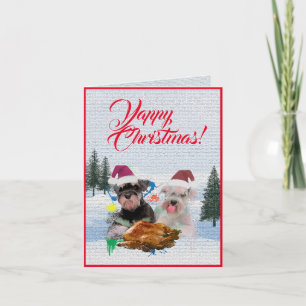 Cartão de Natal de Cachorro Schnauzer Fácil de Per