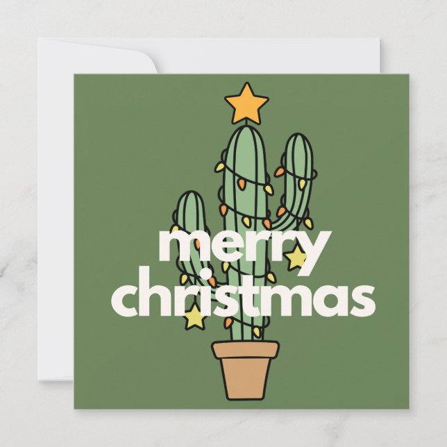 Cartão de Natal de Cactus Feliz Minimalista Modern (Frente)