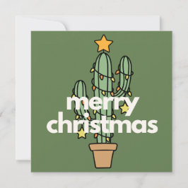 Cartão de Natal de Cactus Feliz Minimalista Modern