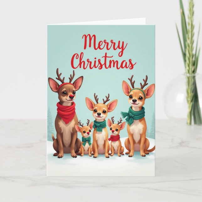 Cartão de Natal de Cães Corça Alegre (Frente)