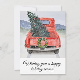 Cartão de Natal de caminhão de férias, aquarela