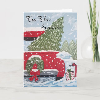 Cartão de Natal de caminhão vermelho