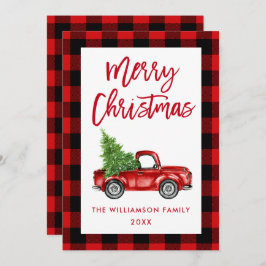 Cartão de Natal de Caminhão Vermelho de Pincel com